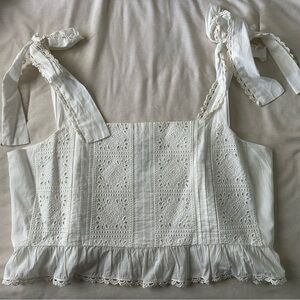 Farm Rio Off-White Lace Top